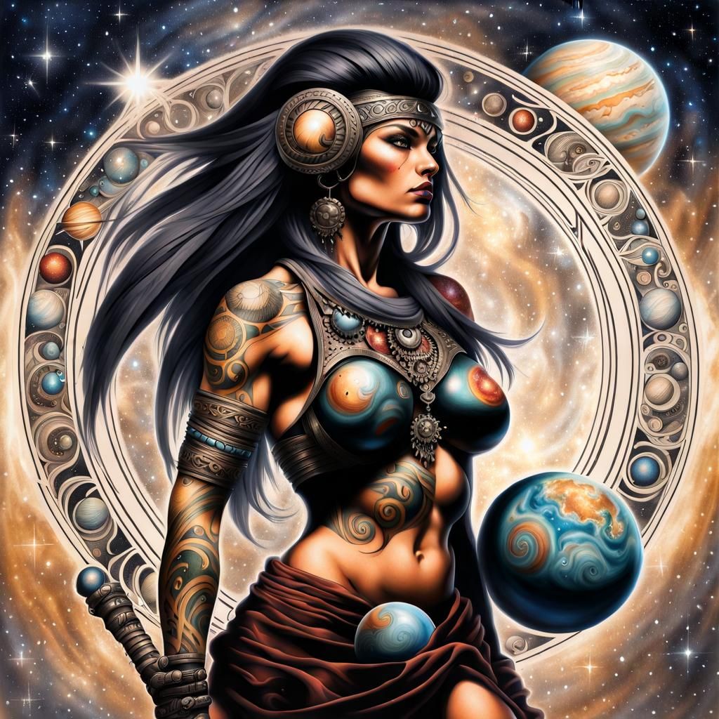 Tribal Tattooed Barbarian in Julie Bell Style