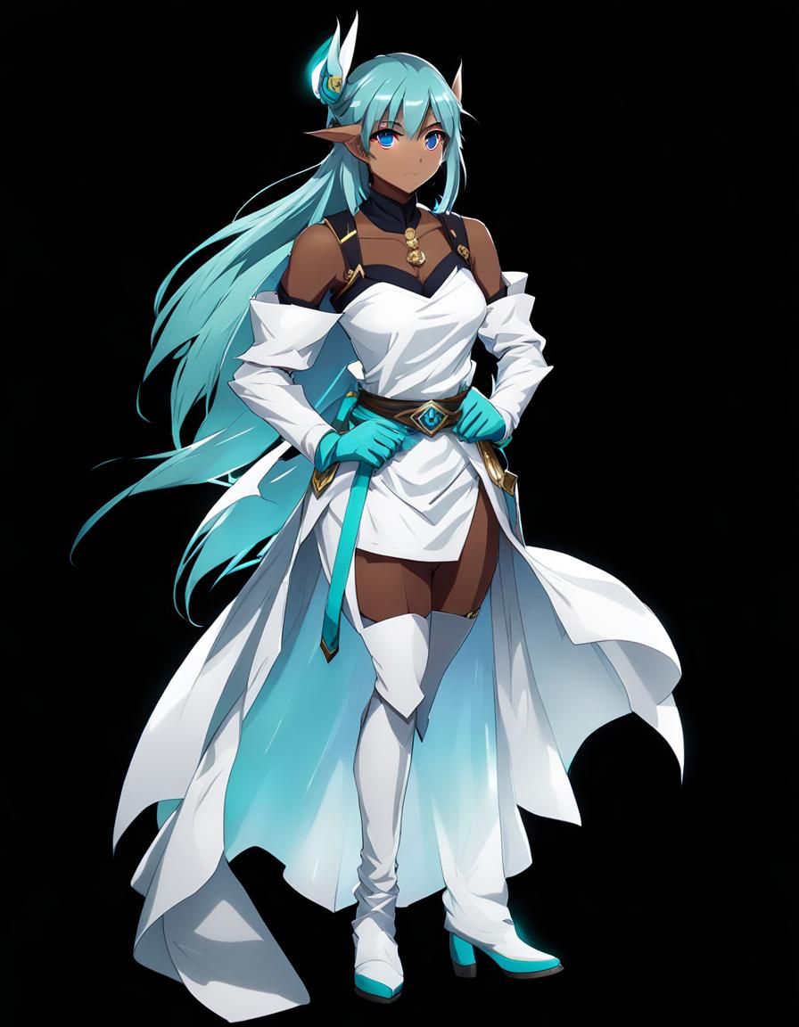 Anime Style Elven Dwarf with Cyan Hair