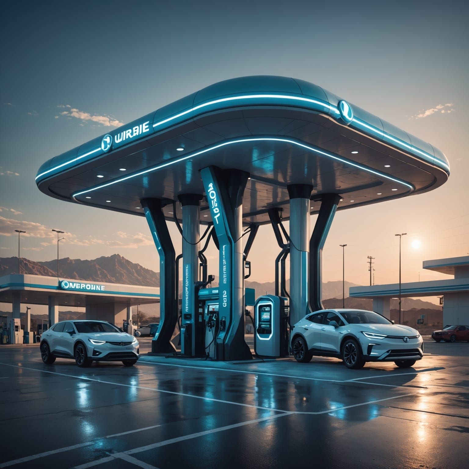 Futuristic Gas Station on Alien Planet
