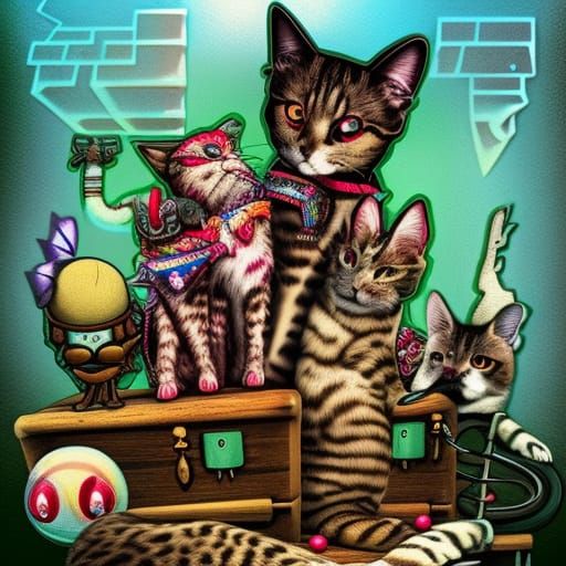 Hyperrealistic Cat with Iron Claw in Gelato Colors