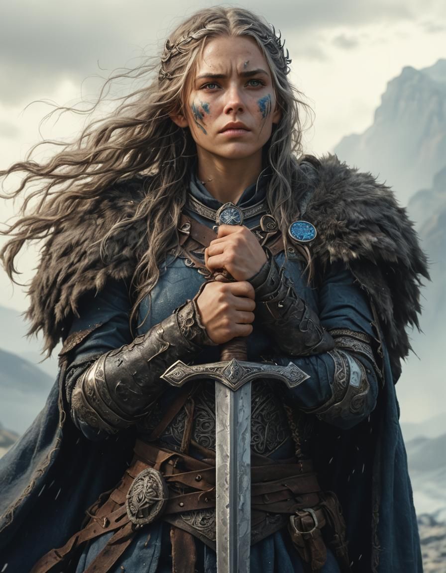 Beautiful Warrior Woman Portrait in Lord of the Rings Style