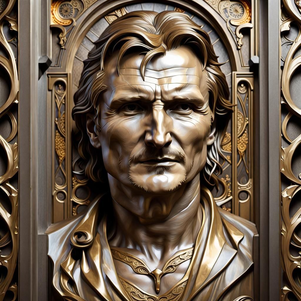 Art Nouveau Statue Inside Castle Wall