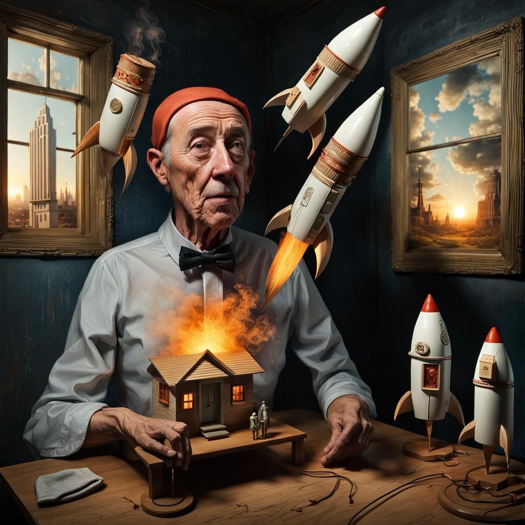 Magical Surreal Houses Under a Rising Sun