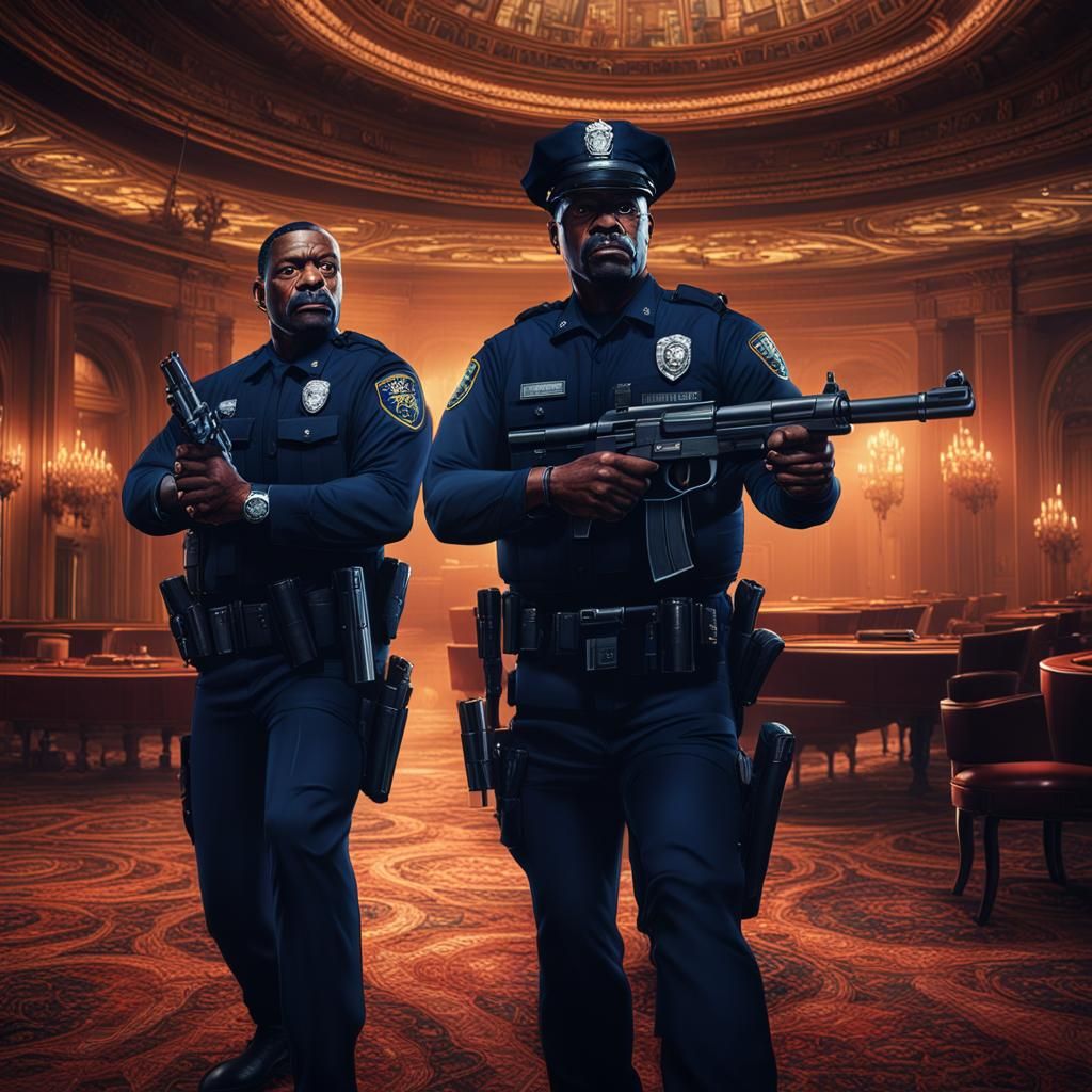 Houston Police Officers Search Ballroom, 80s Photography