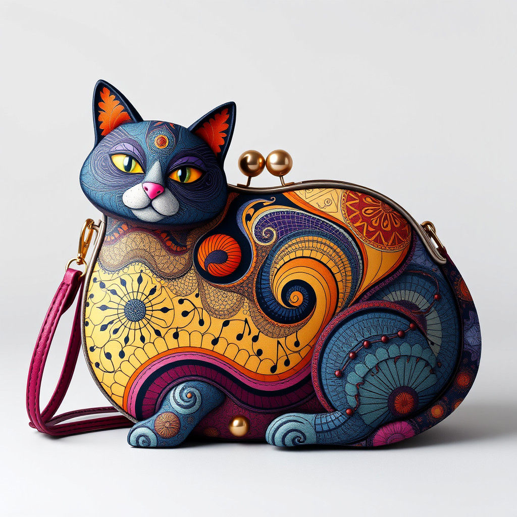 Cat Purse with Musical Twist in Futuristic Style