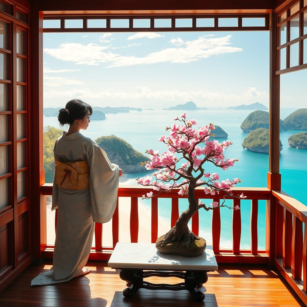 Serene Japanese Maiden on Tokashiki Island