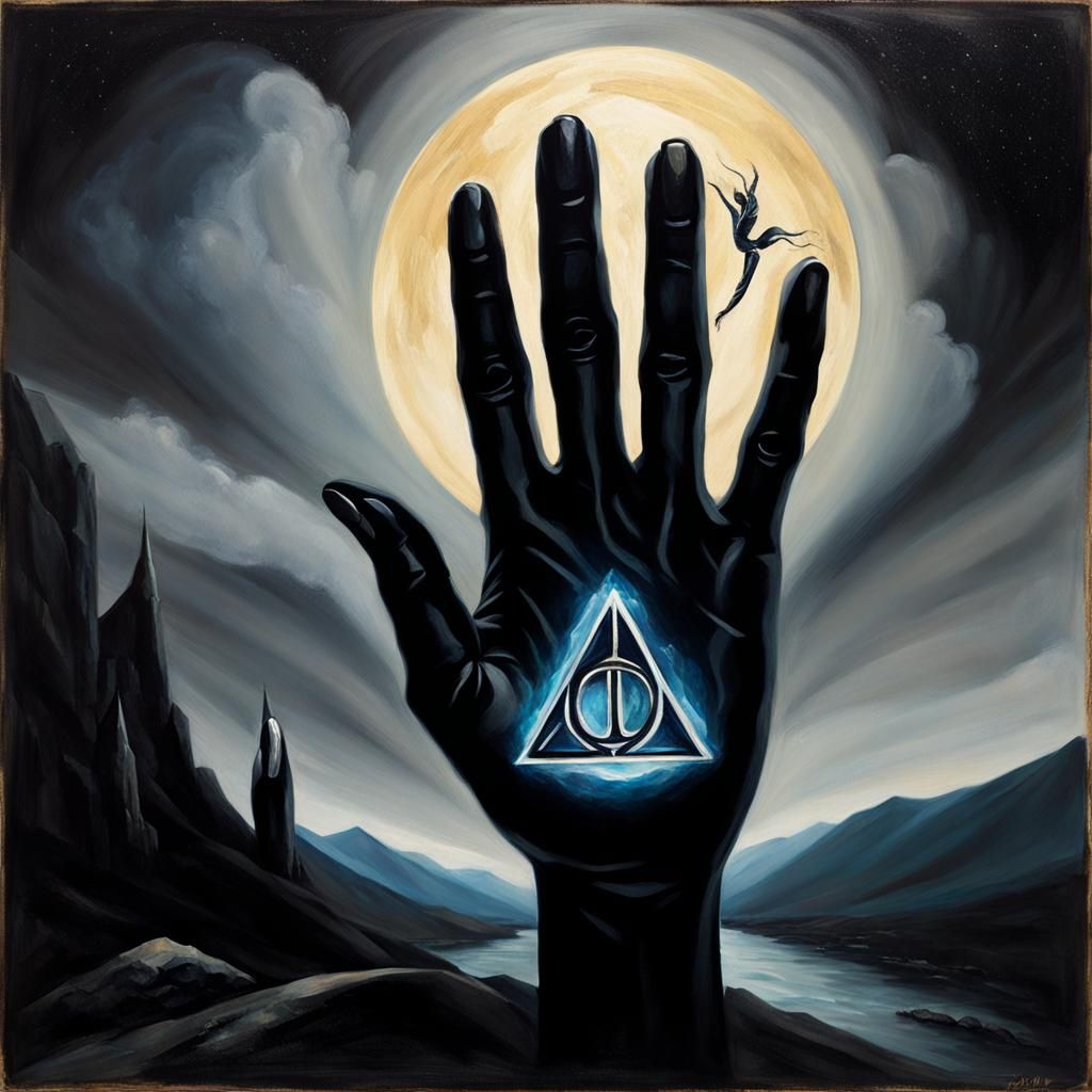 Black Silk Hand Holds Resurrection Stone, Chiaroscuro