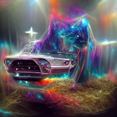 1965 Ford Mustang in Cosmic Illustration Style