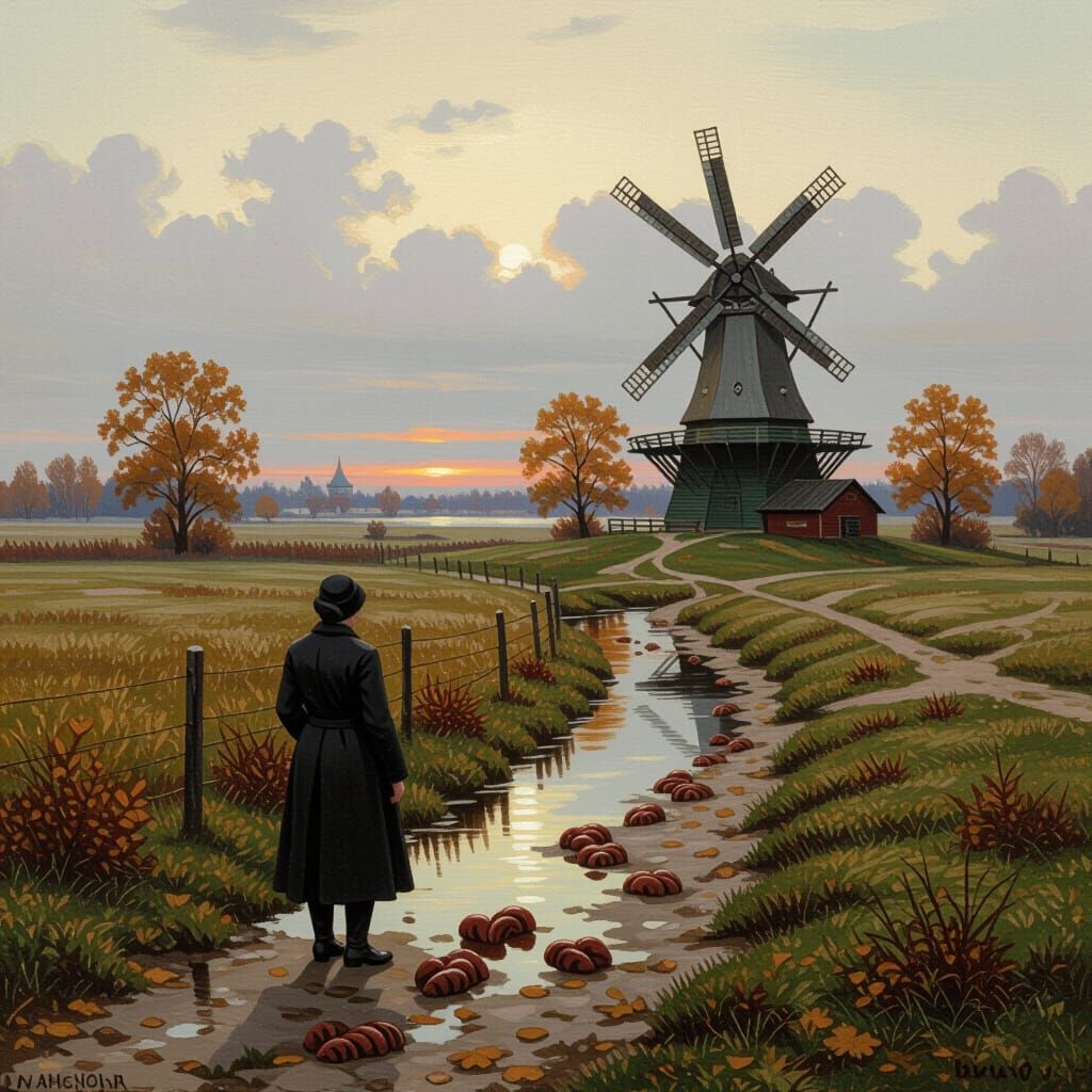 Miniature Autumn Scenes in the Style of Levitan and Dix