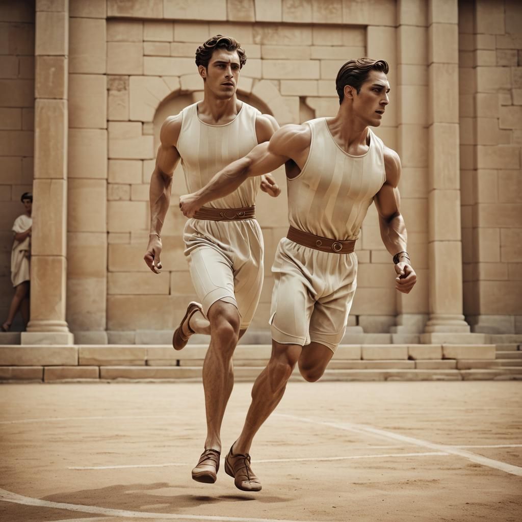 Greek Athlete Victory in Art Deco Style