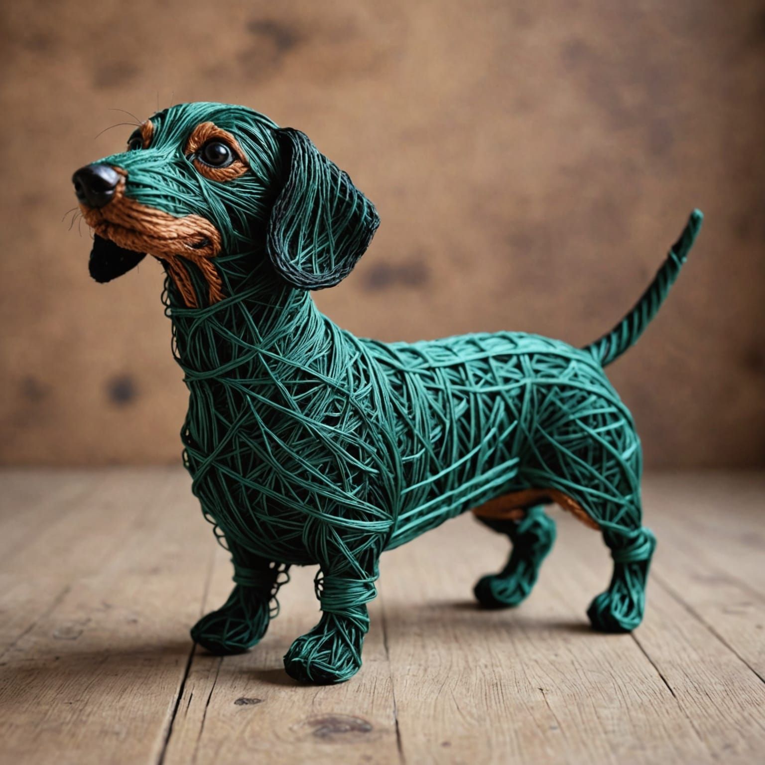 Dachshund Sculpture Art Made of String
