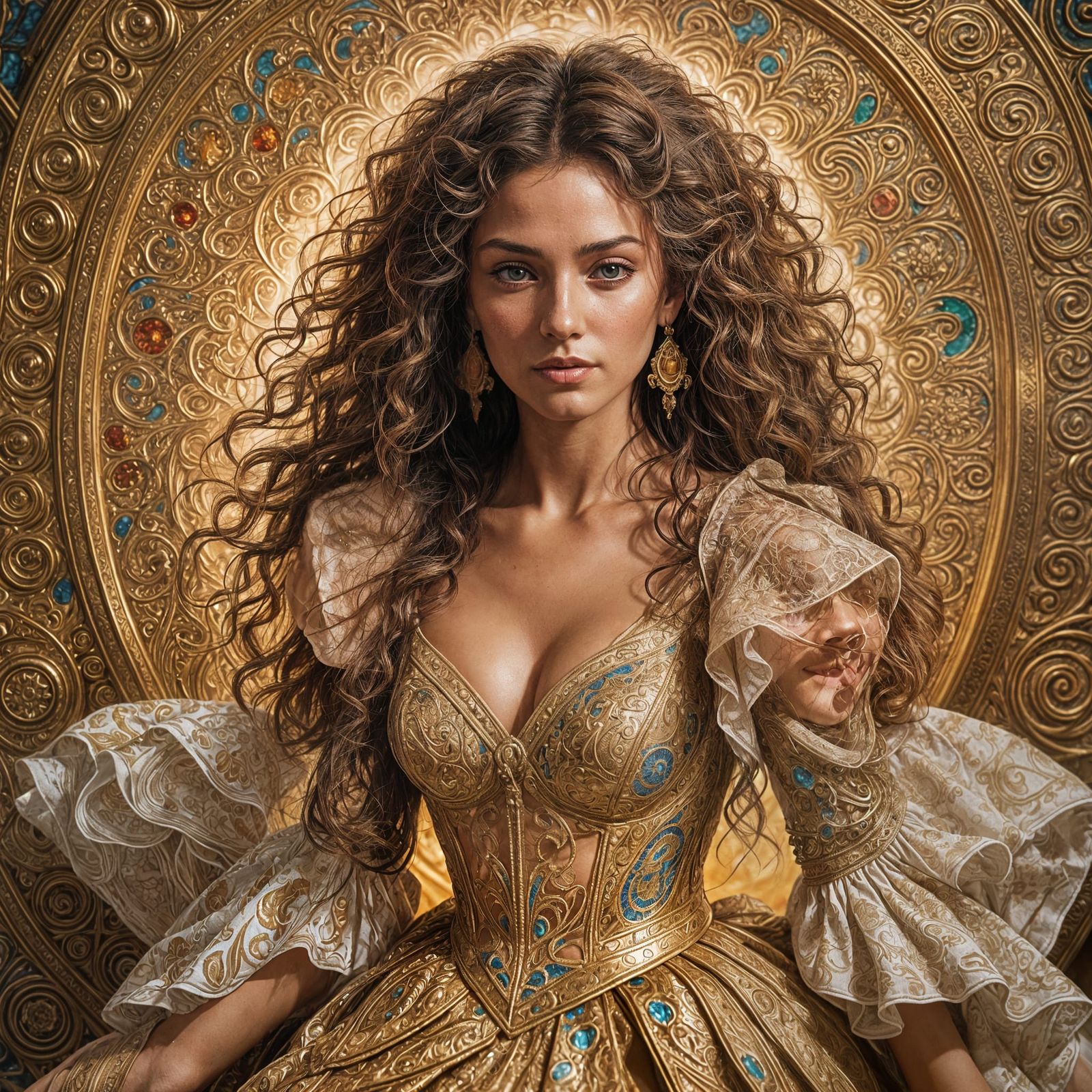 Detailed Portrait in Art Nouveau Style