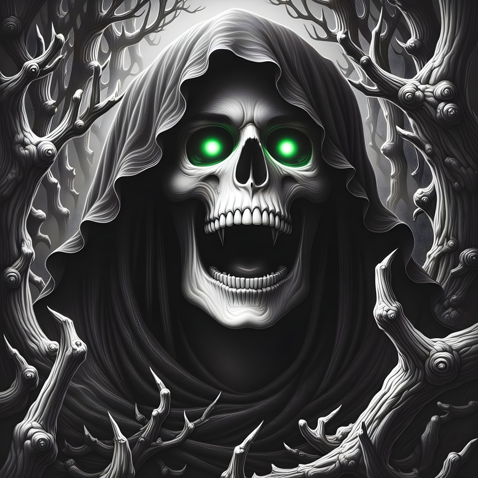 Screaming Skull in Graphite Sketch Style