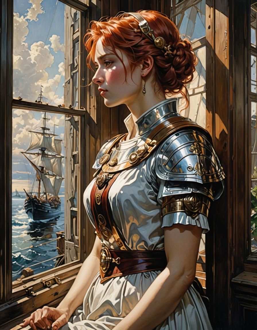 Redhead Roman Centurion Gazing Out Window