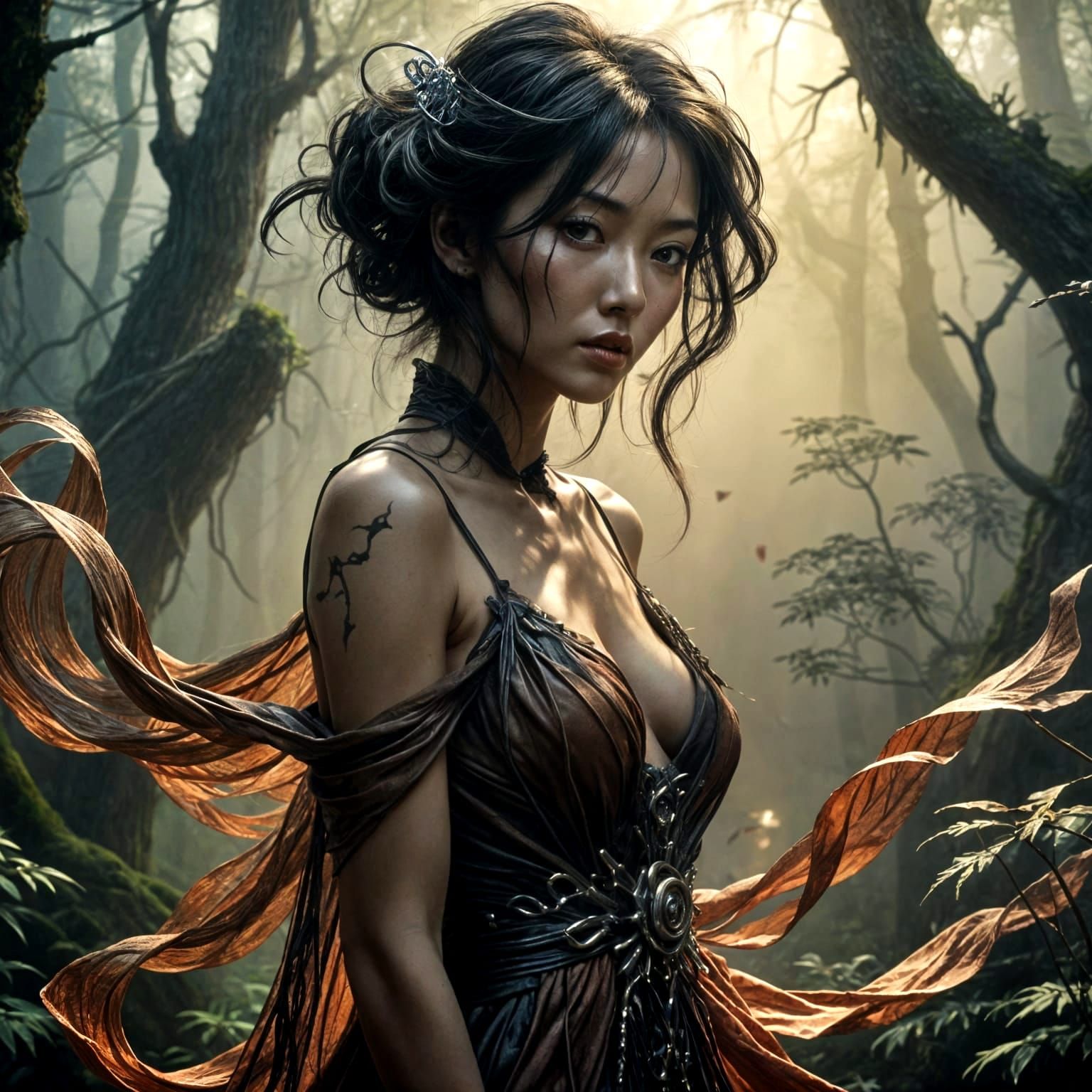 Ethereal Japanese Goddess in Dark Fantasy Realism
