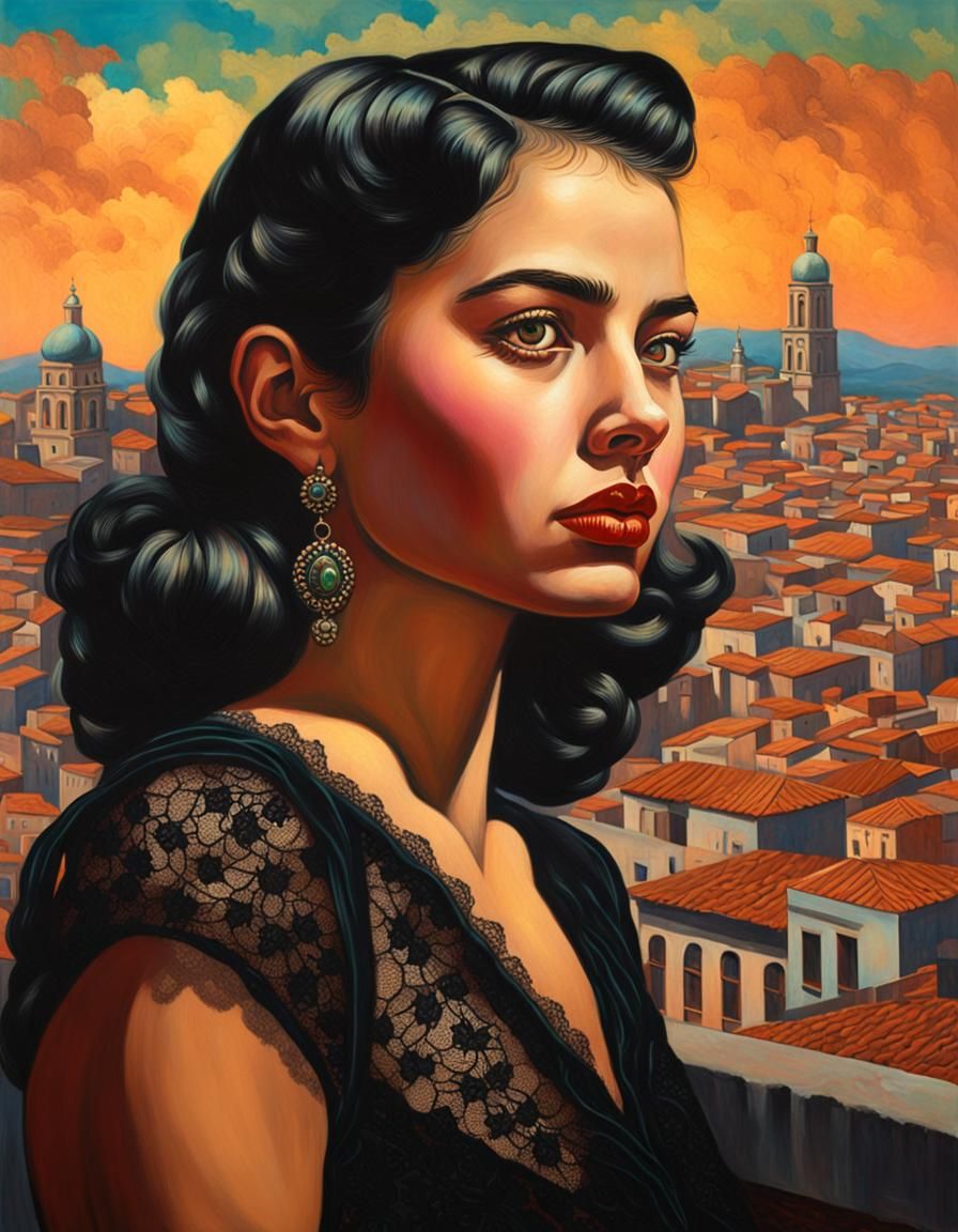 Spanish Girl Portrait in Tretchikoff Style