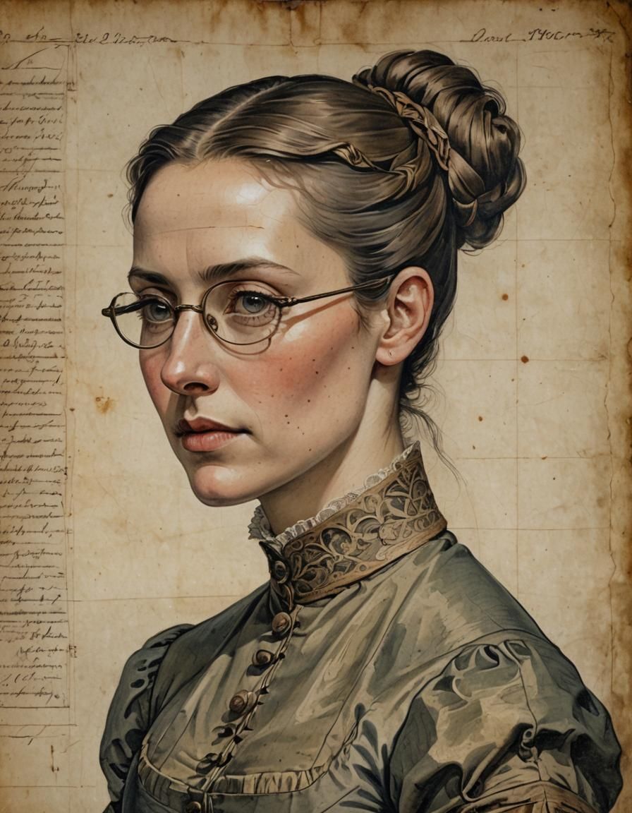 19th Century Woman in Illuminated Manuscript Style