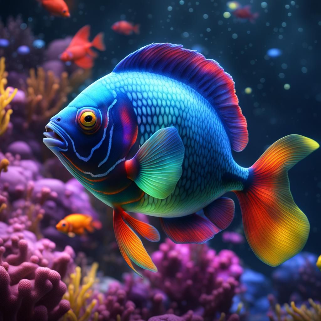 Translucent Multicolored Fish in Underwater Aquarium