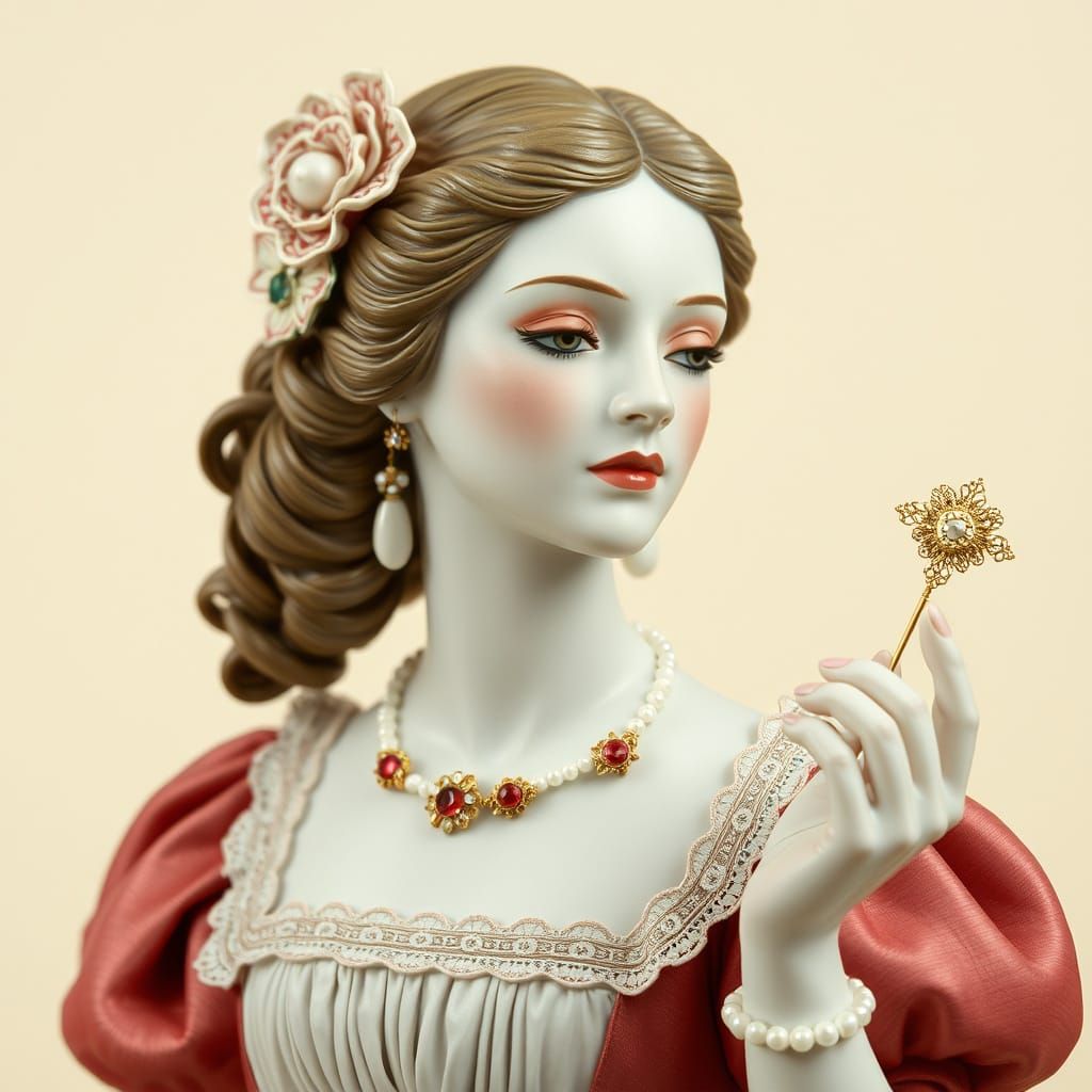 Elegant Porcelain Queen in Pastel Hues