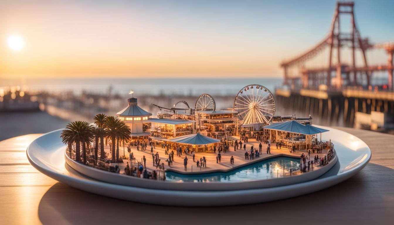 Hyperrealistic Santa Monica Pier Diorama in 8K