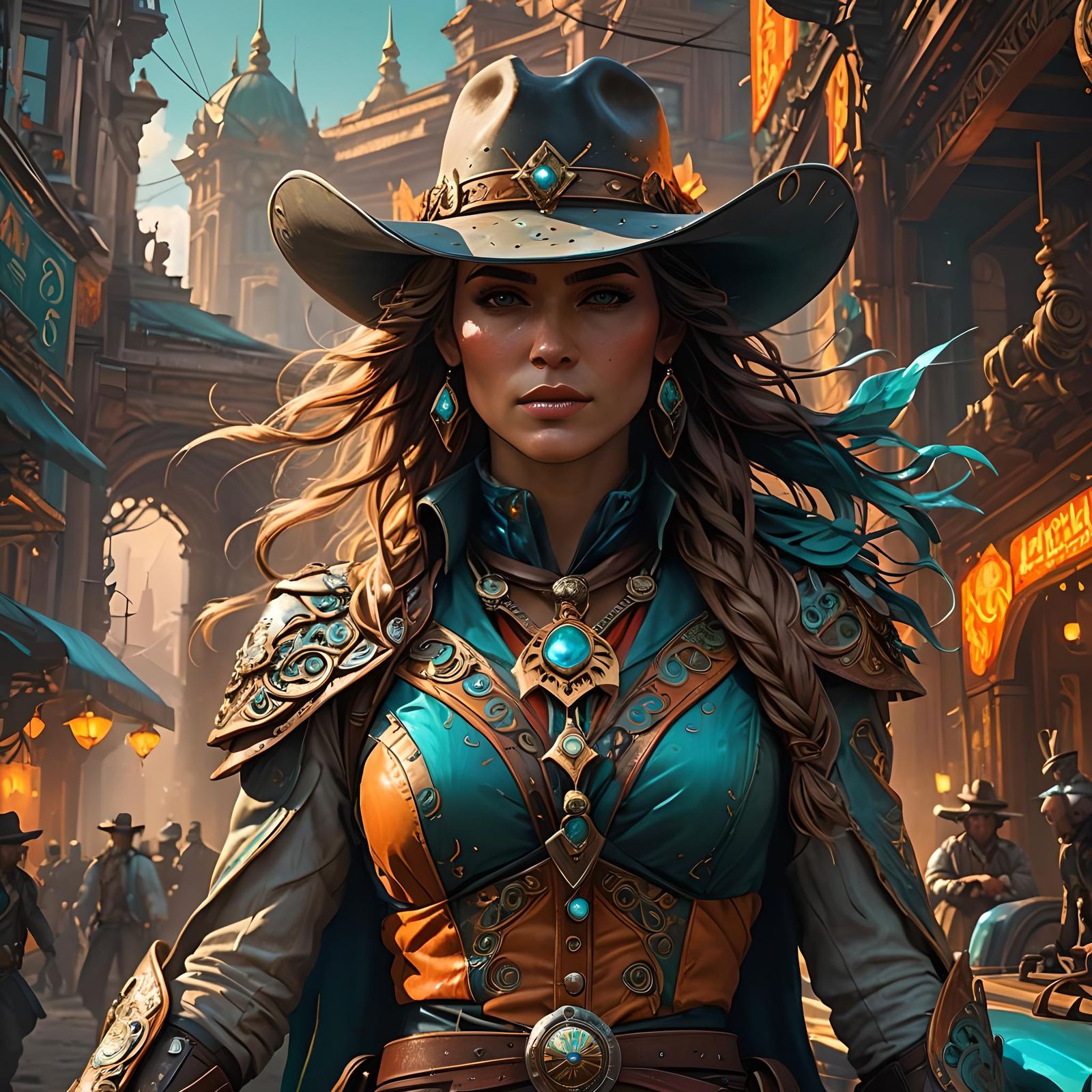 Cinematic Cowboy Close-Up in Digital Matte Painting Style