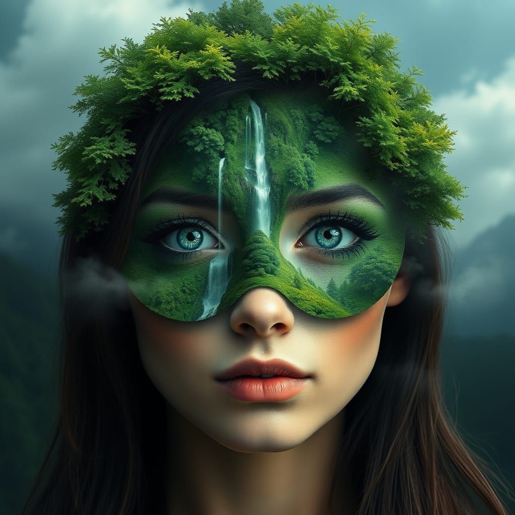 Scenic Forest Portrait in Whimsical Style