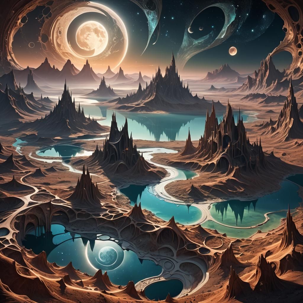 Surreal Alien Landscape Unfolds Under Ethereal Light