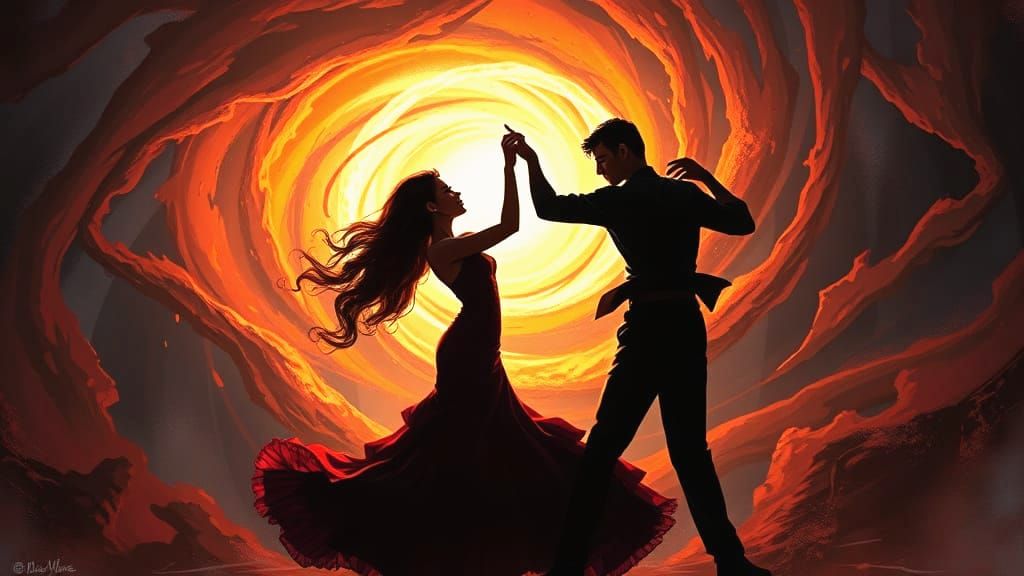 Flamenco Dancers in Mythological Energy Vortex