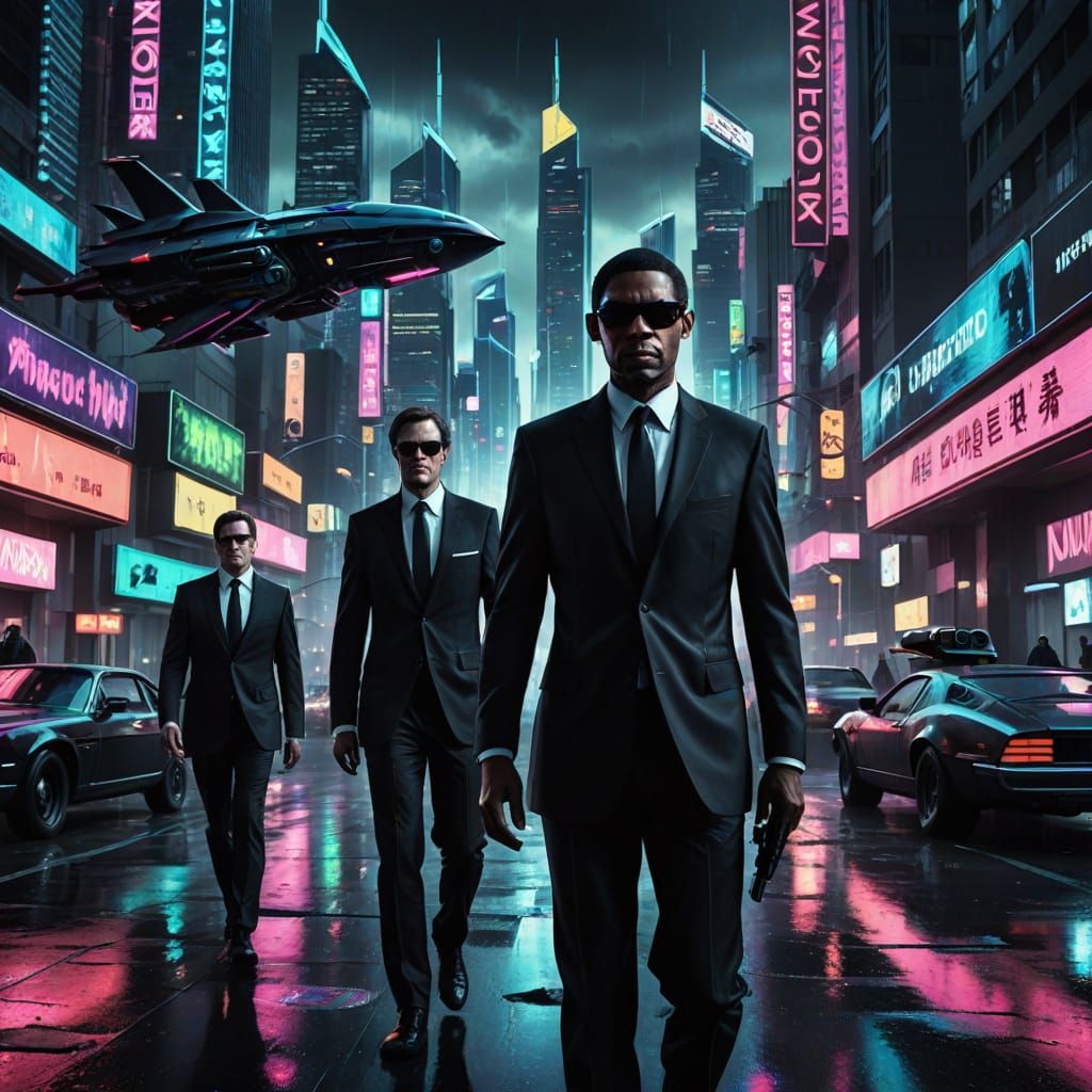 Men in Black Agents Stalking Futuristic Australian City