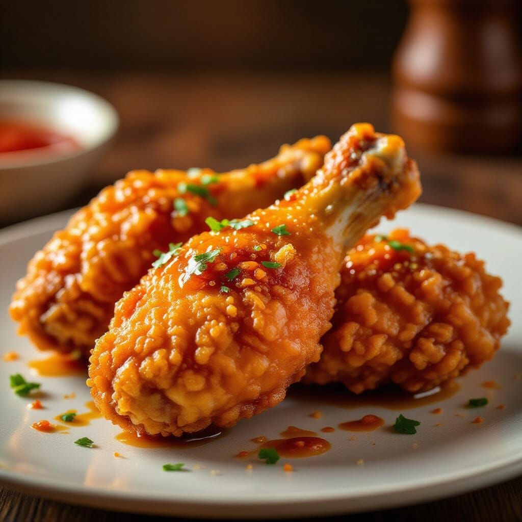 Golden Crispy Fried Chicken with Spicy Glaze