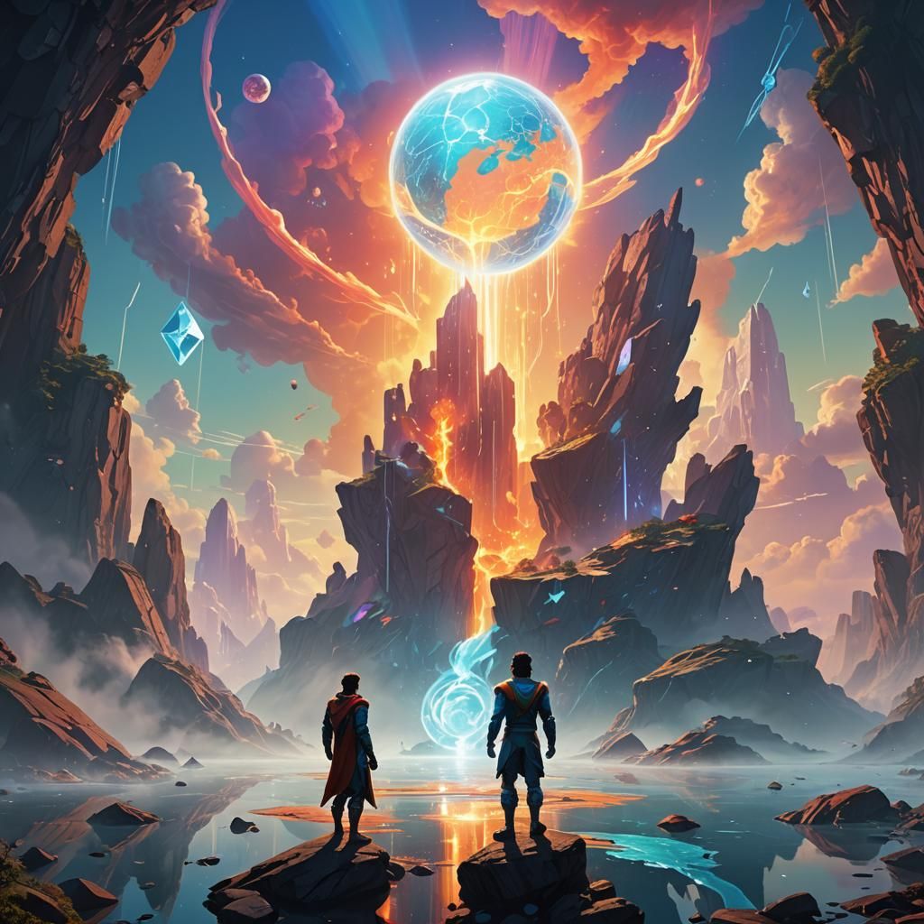 Captain Planet: Elemental Fusion in a Fantasy Landscape