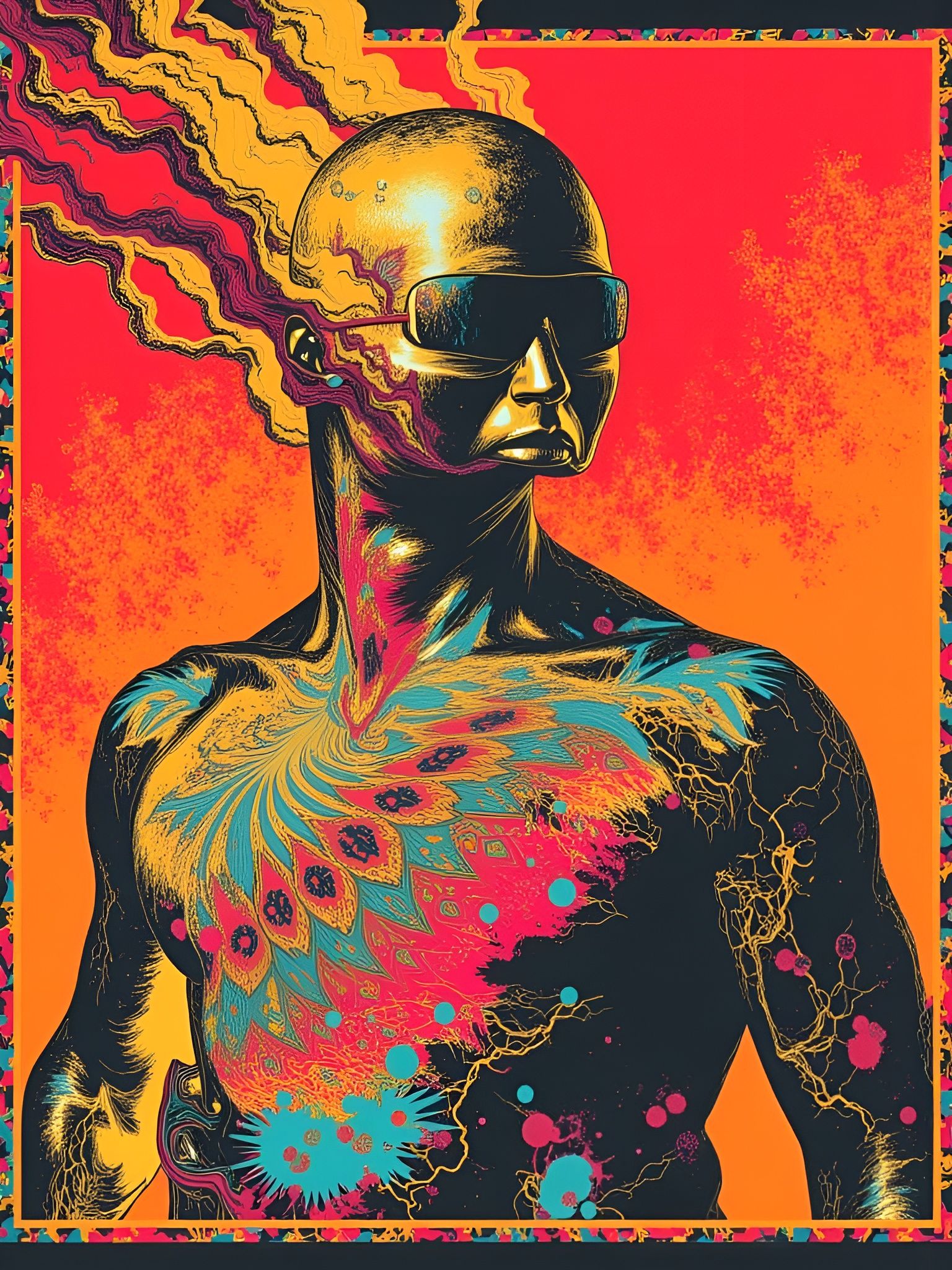 Pop Art Propaganda Poster of Figure Punching