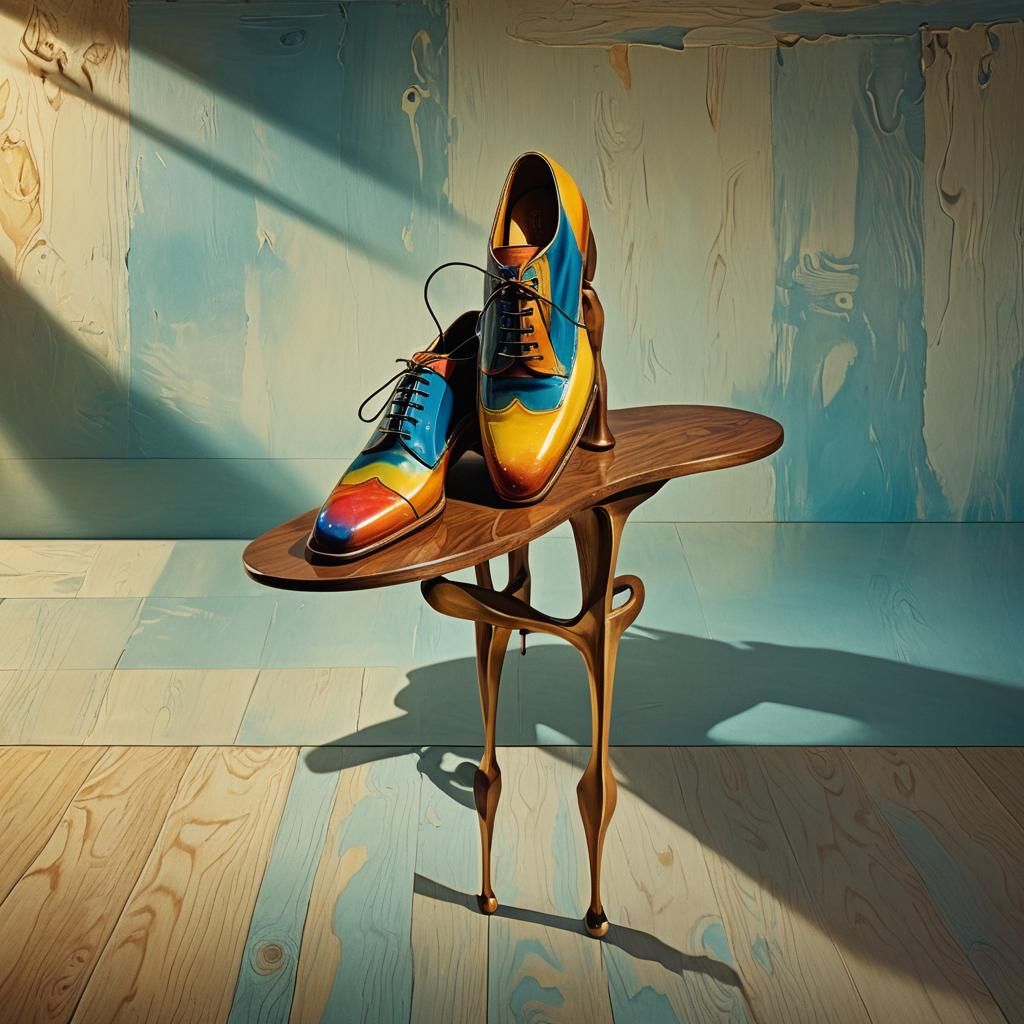 Surreal Table with Leg in Whimsical Colors