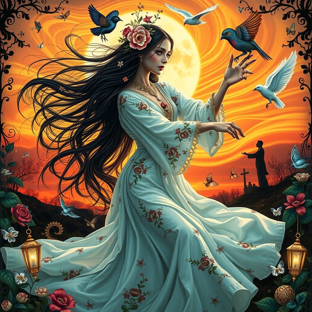 Enchanted Dervish Sorceress in Baroque Dreamscapes