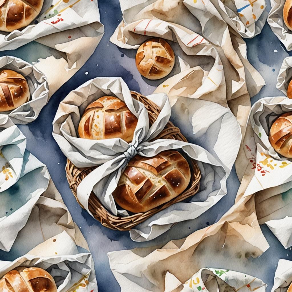 Watercolour Travel Bread Wrapped in Handkerchief