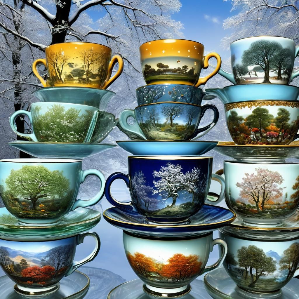 Seasons Reflected in Glass Teacups: Pre-Raphaelite Style
