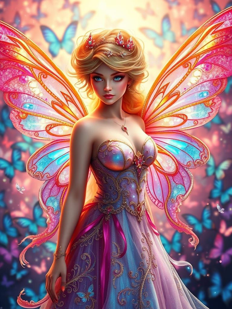 Enchanted Fairy in Vibrant Butterfly Realm