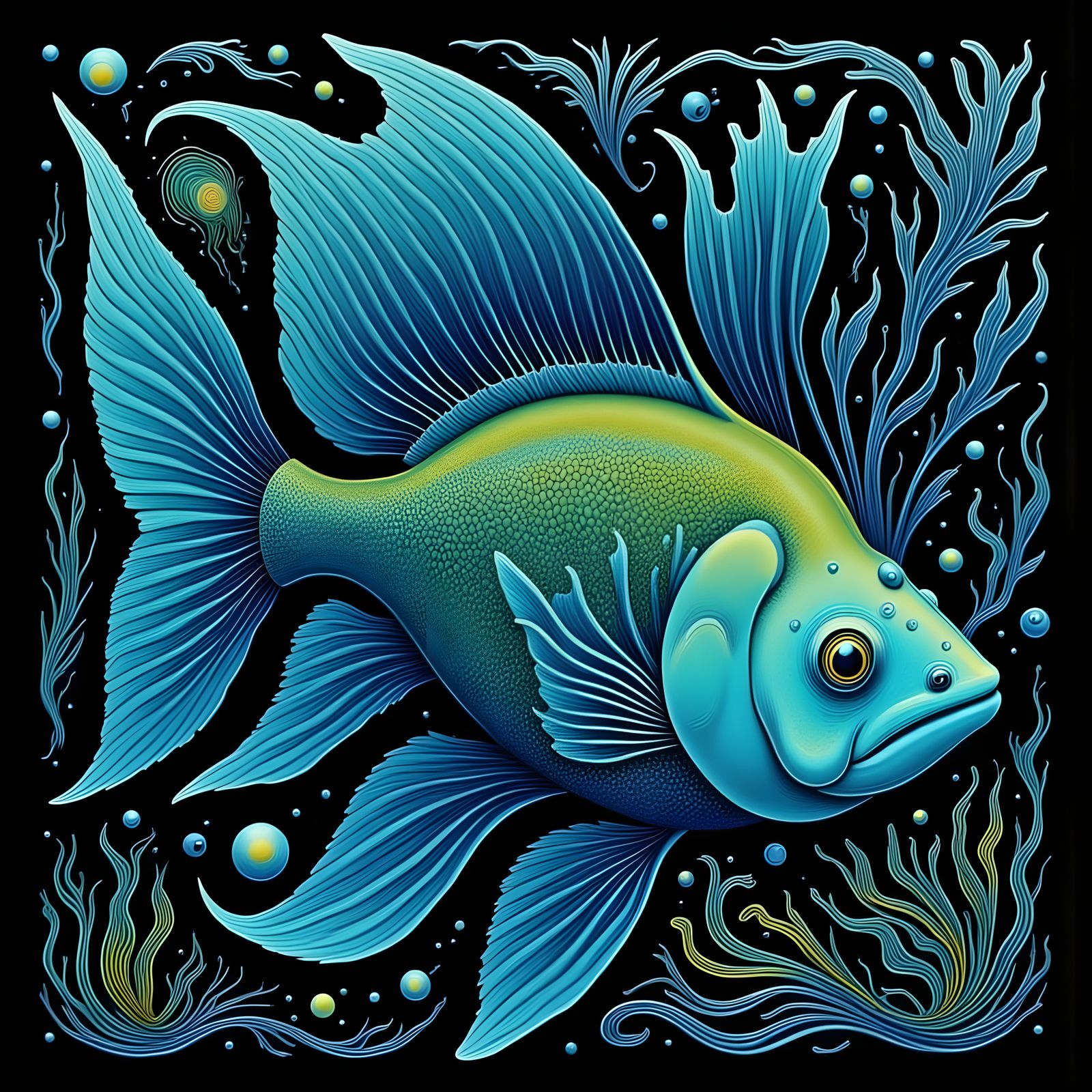 Psychedelic Deep-Sea Fish Dance in Liquid Colors