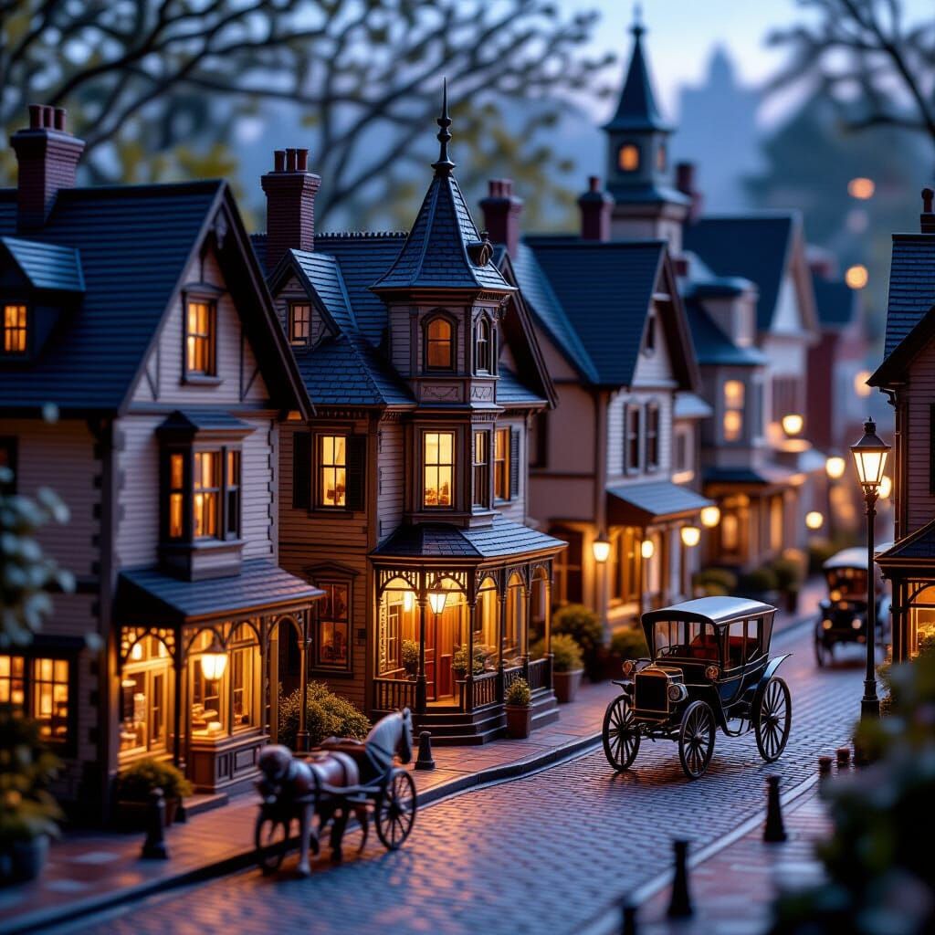 Miniature City Diorama: Nostalgic Early 1900s Charm