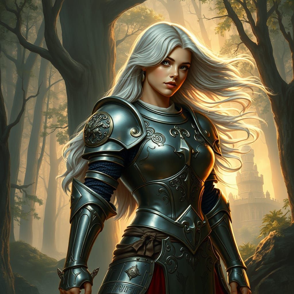 Sensual Fantasy Warrior Guards Ancient Forest Kingdom