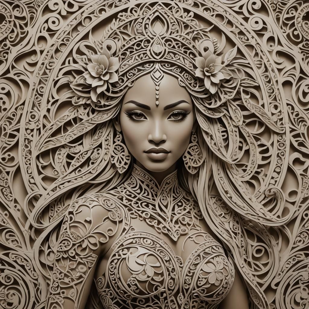 Polynesian Filigree Girl: Decorative Art