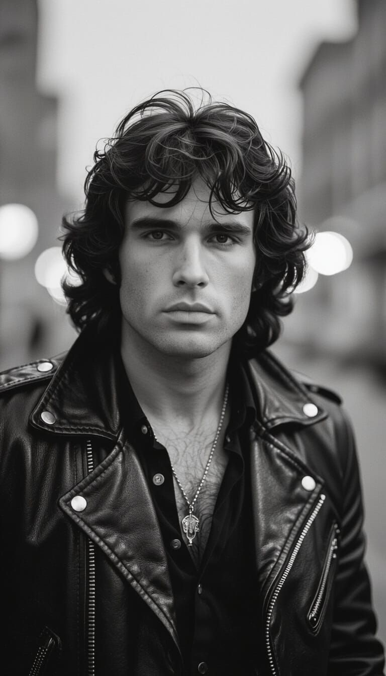 Gritty Pixelated Portrait of Jim Morrison in Monochrome