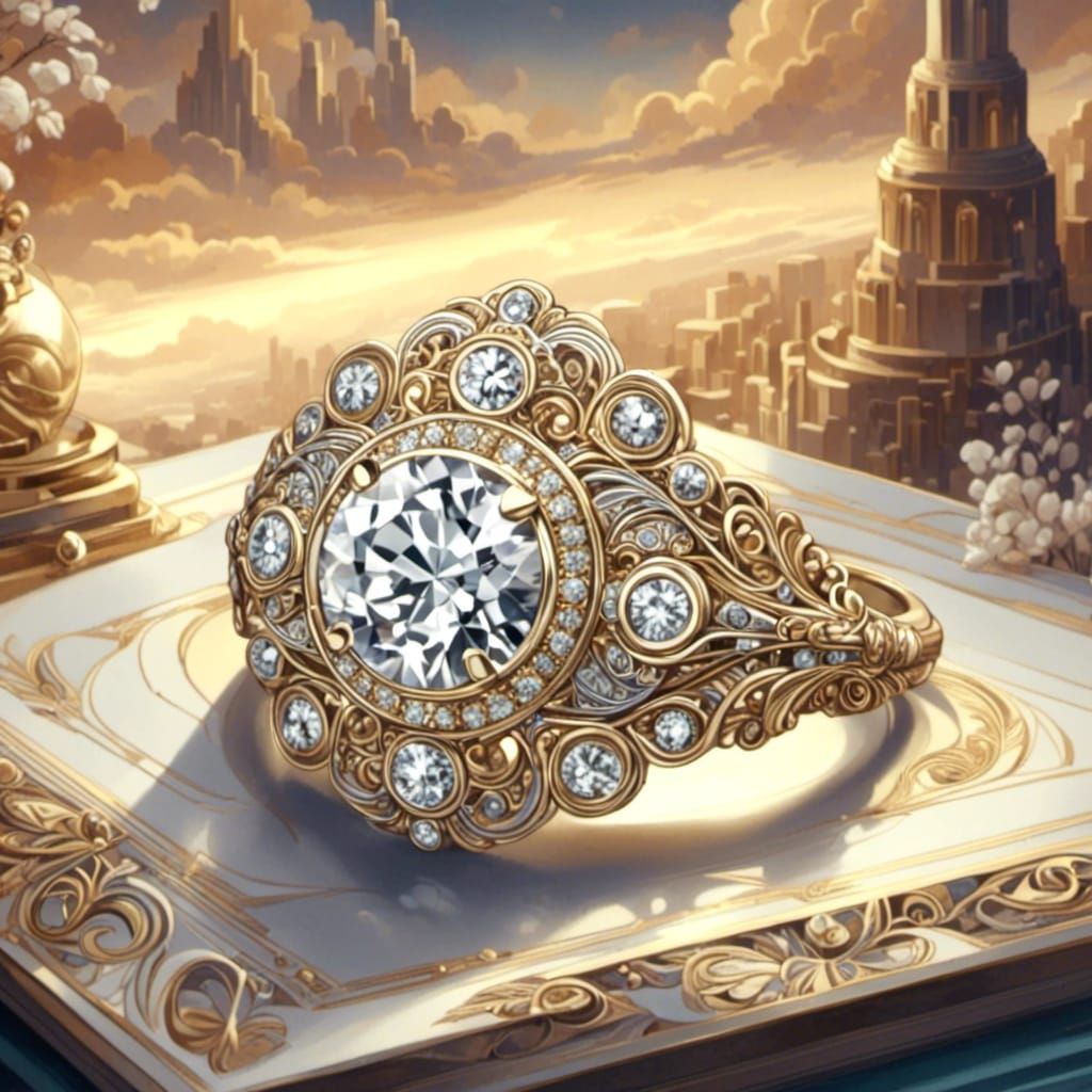 Art Deco Diamond Ring in Edwardian Style