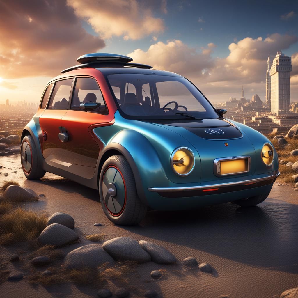 Affordable Electric Car Concept Art in Detailed Matte Painti...