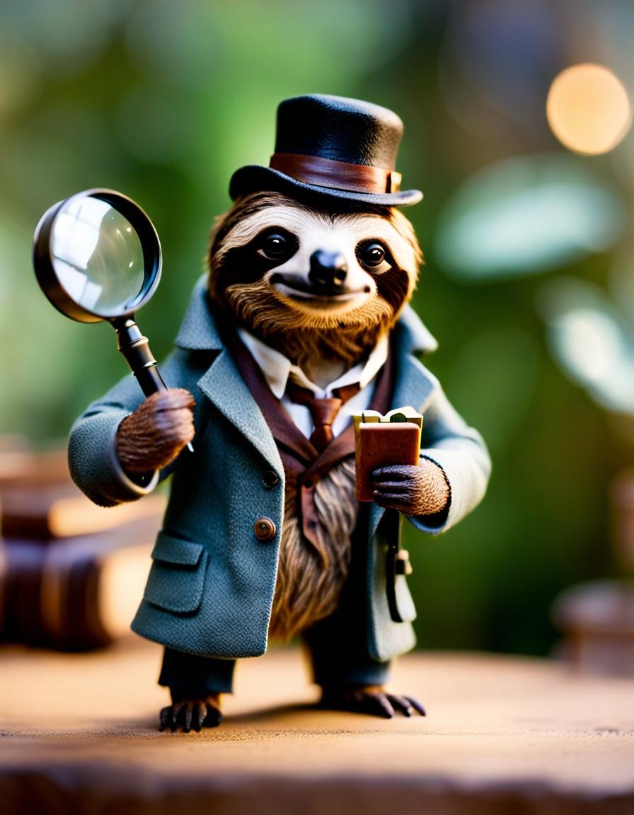 Sloth Sherlock Holmes in Claymation Style
