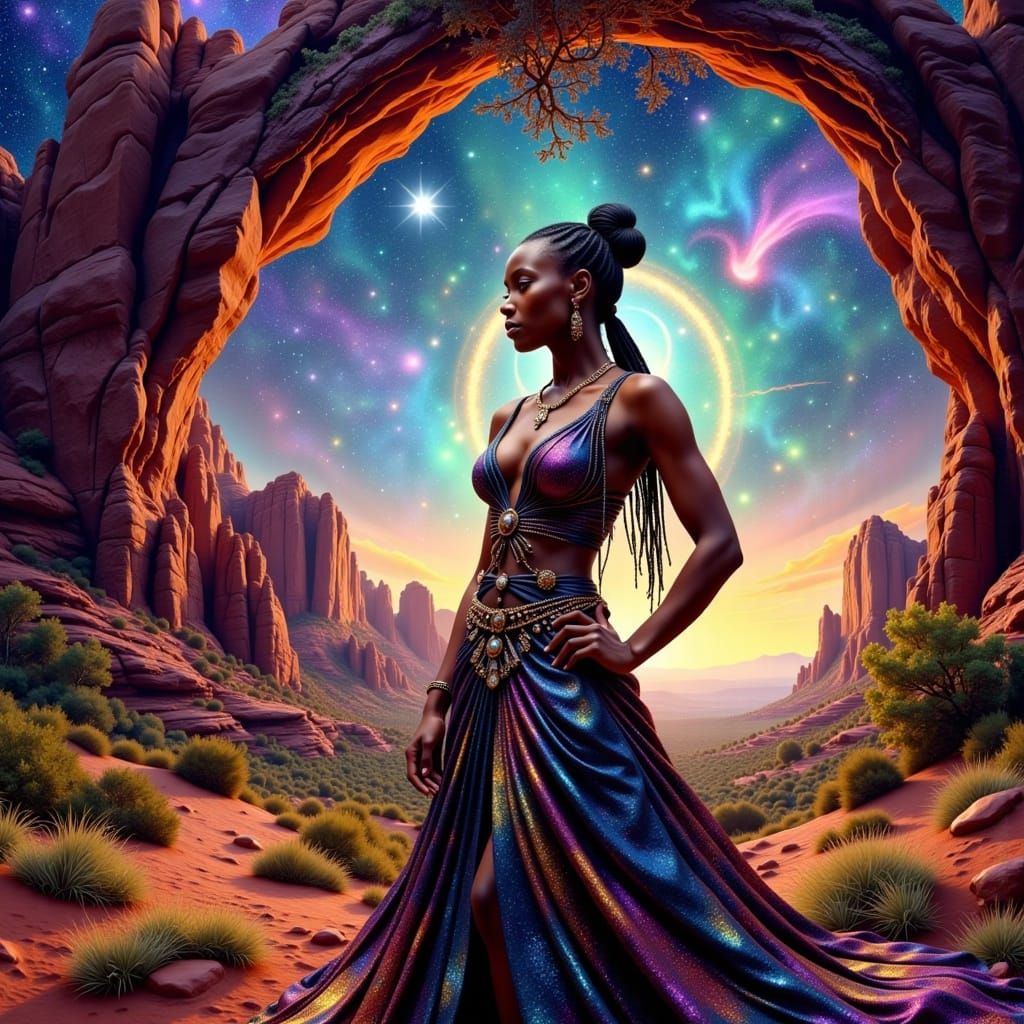 Sedona Arch Portal in Vibrant Cosmic Colors