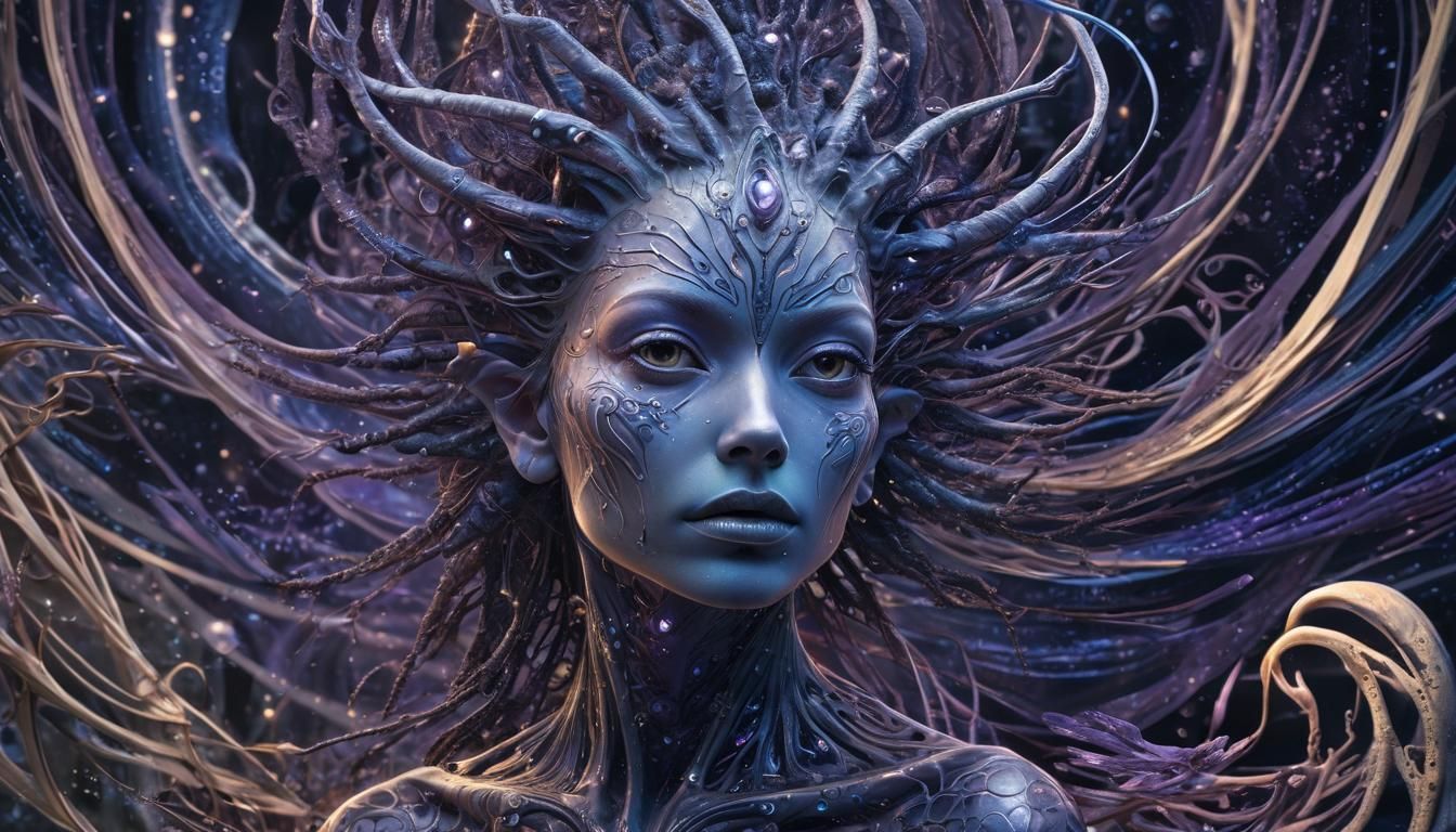 Otherworldly Portrait from Proxima Centauri in Art Nouveau