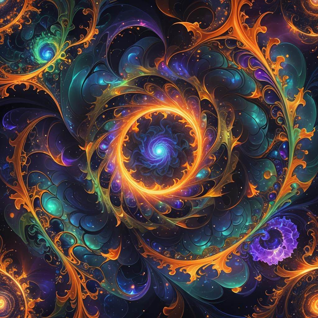 Cosmic Fractal Art: Birth and Death of Universe