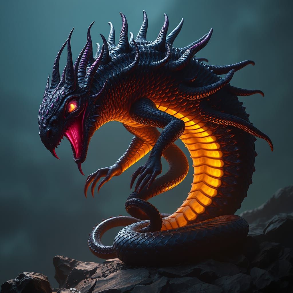 Mythical Echidna Goddess Surveys her Temple in Dark Fantasy ...