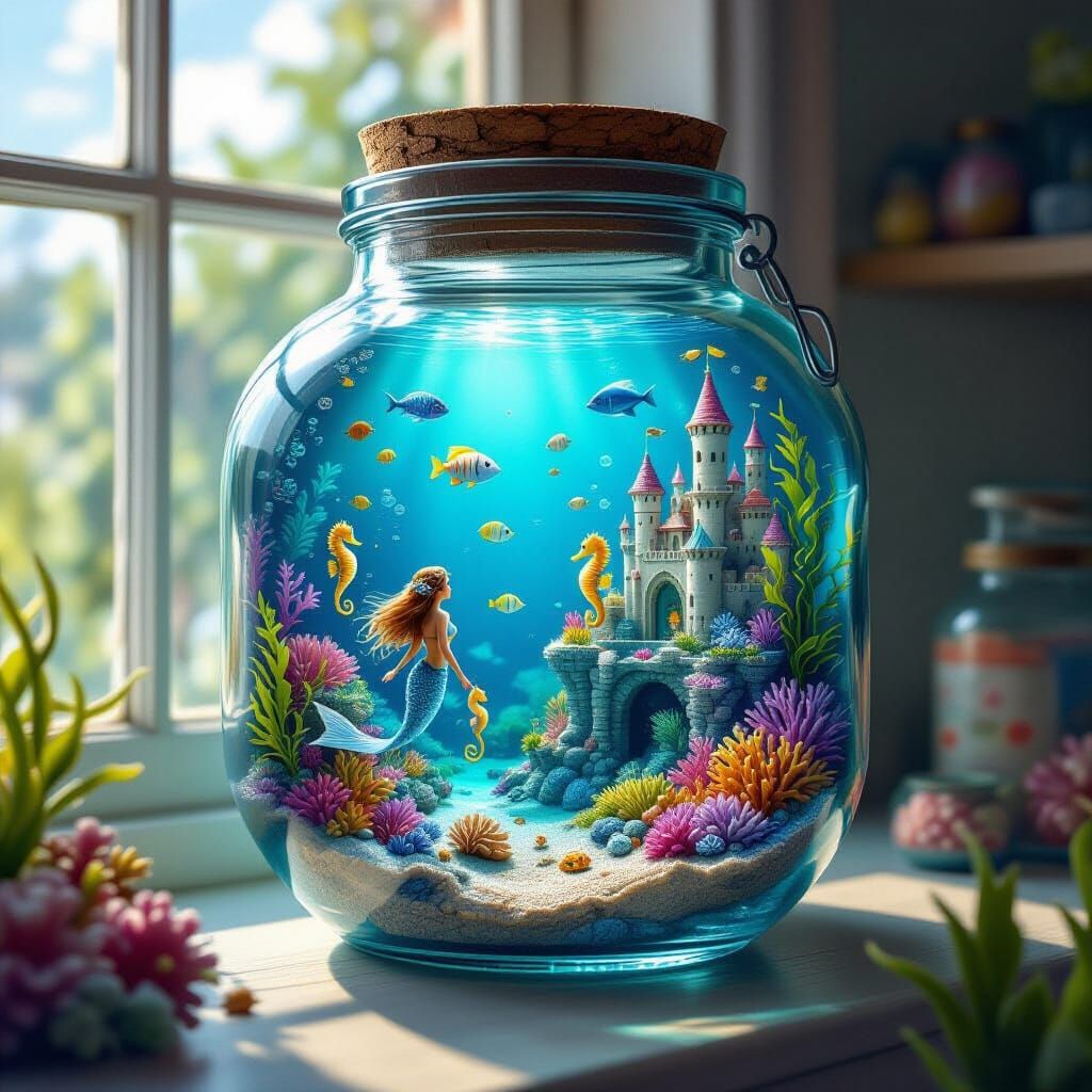 Underwater Kingdom in a Jar: Detailed Matte Painting